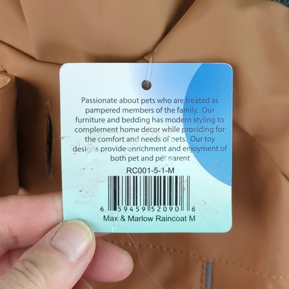 Doggie Raincoat! Max & Marlow Size M